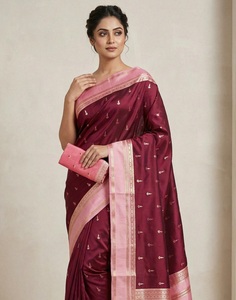 Indian Traditional Ethnic Banarasi Silk <b>Saree</b> with Zari Weaving Work for Wedding Occasion and Festive Function for Women Outfit - Product Image 1