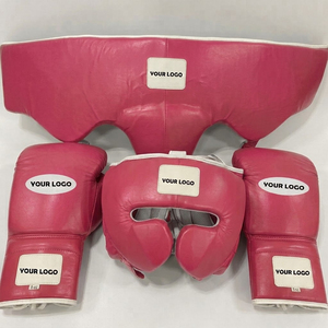 Ensemble de boxe en cuir de qualité supérieure, protège-tête, gants et protège-poitrine, équipements d'entraînement de protection personnalisables, ensemble de boxe - Product Image 3
