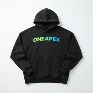 Sweat-shirt à capuche surdimensionné noir personnalisé pour homme, avec logo dégradé, style streetwear décontracté, poche kangourou - Product Image 1