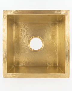Évier de bar en laiton non laqué, martelé, fait main, à cuve unique, à encastrer sous plan, pour préparation culinaire - Product Image 6