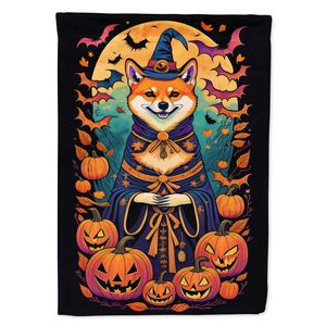 Shiba Inu Witchy Halloween gran poliéster casa bandera Multicolor porche manga poste decorativo patio Banner ilustraciones colgante de pared - Product Image 1