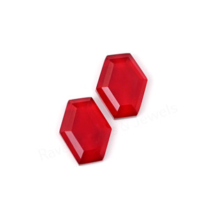 Pierre précieuse cabochon en grenat rouge, forme hexagonale, taille à étages, polissage brillant, 10x16mm, pour la fabrication de bijoux, pendentifs et colliers - Vente chaude - Product Image 3