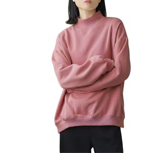Sudadera casual de cuello alto para mujer, color naranja quemado, forrada, de manga larga, de forro polar, cálida, de ajuste holgado, para otoño e invierno - Product Image 4