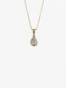 Collar de Oro Sólido de 14K con Certificado IGI, Claridad VVS, Diamante de Laboratorio con Engaste de Bisel, Corte Pera de 6x9mm, Collar Solitario con Cadena de Bolas en Forma de Lágrima - Product Image 4