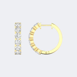 Pendientes de aro tipo Huggie con engaste de puntas compartidas y corte redondo de 1.00 CTW - Product Image 4