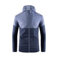Veste coupe-vent légère pour homme, style sweat à capuche, avec fermeture éclair et design patchwork, pour activités de plein air