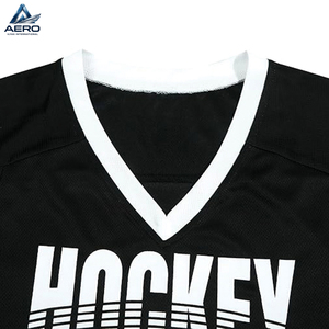 Camiseta de Hockey sobre Hielo, Nueva, Equipamiento de Entrenamiento, Manga Larga, Cuello en V, Color Negro, Logotipo Personalizado, Jersey de Hockey para Hombre - Product Image 3