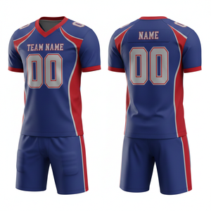 Ensemble de maillot et short de football américain personnalisé avec position du logo sur le devant, 100% polyester, antibactérien, séchage rapide, toutes saisons - Product Image 6