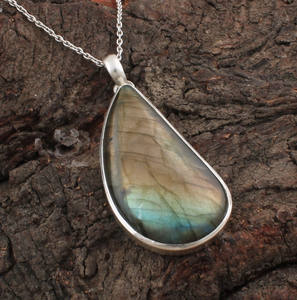 Labradorite bleue naturelle, argent sterling 925 plaqué platine, bijoux vintage de haute qualité, pierre précieuse irisée, cadeau pour femme - Product Image 3