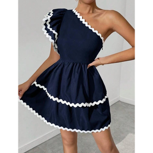 Elegante Vestido Mini con Volantes y un Solo Hombro para Mujer - Product Image 3