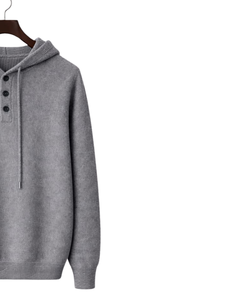 Sudadera con Capucha Gris Personalizada para Hombre, Tejido de Punto, Cierre de Tres Botones, Mezcla de Algodón Suave, Cálida para Invierno, Estilo Casual Urbano, Logotipo Personalizado OEM - Product Image 2