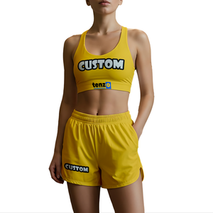 Tenzo Intl 2025 OEM ODM Ensemble sportif de yoga fitness pour femmes. Débardeur et short en spandex en polyester avec logo sur le devant - Product Image 2