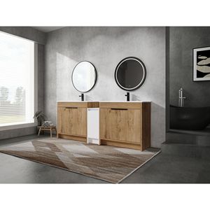 Mobile Bagno Freestanding da 84 Pollici con Lavabo in Ceramica, Armadietti Contenitori e Ante con Chiusura Ammortizzata 02436IMO*2+0312 - Product Image 1