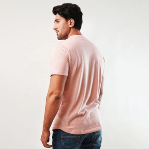 Trendy Custom Made <b>Men's</b> <b>Pink</b> Cotton Henley Short Sleeve <b>T</b>-<b>Shirt</b> Slim Fit Casual Solid Color Knitted O-Neck Top <b>For</b> <b>Men</b> Women - Product Image 2
