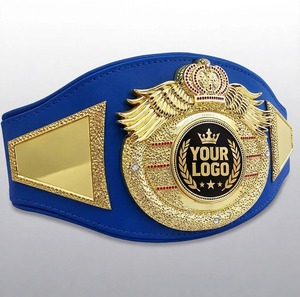 Cinturón de Campeonato de Boxeo Personalizado, Cuero PU Azul, Placa Dorada/Plateada, Cinturón de Campeón de Artes Marciales Unisex, Duradero, para Ganadores - Product Image 2