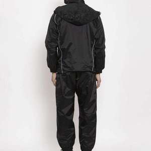 <b>Men's</b> Black Tracksuit Set With Flame Brand Logo <b>Half</b>-<b>Zip</b> <b>Jacket</b> And Drawstring Pants Sporty Casual Wear Autumn Season - Product Image 3