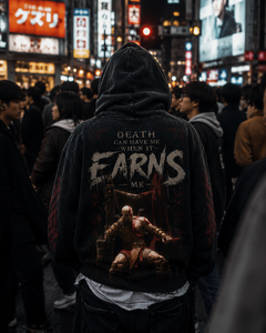 Sudadera con Capucha Unisex Sinewy Sports Kratos Death Earns Me, de Mezclilla y Algodón, con Estampado 3D, Personaje Bordado, Pedrería y Bolsillos para Invierno - Product Image 2