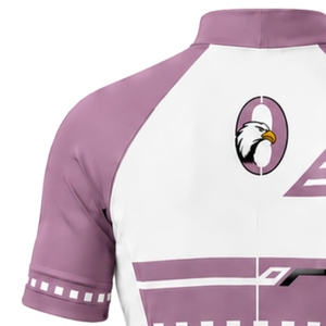 Maillot de Ciclismo Rosa Coral y Blanco de Manga Corta con Cremallera Completa, Camiseta Ligera para Ciclismo, Ropa Deportiva Personalizada - Product Image 4