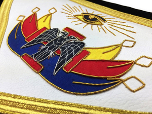 Custom Embroidered 3D <b>Sew</b>-On Freemason Badges Red White Gold Trim Classical Style Ceremonial Accessory - Product Image 2