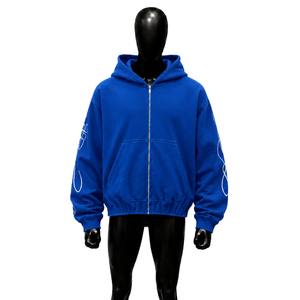 NUEVO en Oferta Sudadera con Capucha Azul Rey Oversize con Cremallera, Estilo Urbano, de Forro Polar Grueso, Casual, Unisex, con Estampado Gráfico en la Manga - Product Image 1