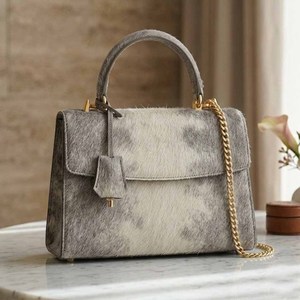 Bolso de Mano de Cuero Genuino para Mujer, Diseño Clásico y Vintage Personalizado de Hairon Spot, con Asa Superior Desmontable y Bolsillo para Teléfono Celular - Product Image 3