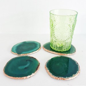Ensemble de sous-verres en agate verte naturelle, sous-verres en pierres précieuses polies pour la décoration de la maison - Product Image 1