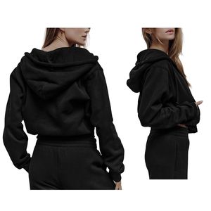 Sweat-shirt à capuche zippé noir pour femme, en molleton de coton, style streetwear décontracté, personnalisable avec logo, vente en gros OEM – Meilleures ventes - Product Image 1
