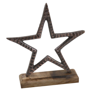 Sculptures étoiles dorées avec base en bois, décorations de Noël en vrac, collection tendance promotionnelle, fournitures festives - Product Image 4