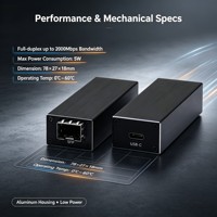 Adaptador Ethernet USB-C a SFP, Adaptador de Red de Fibra Gigabit de 100/1000 Mbps, Alimentado por Bus USB 3.0 para Computadora Portátil
