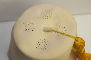 Chapeau Fez Blanc Vintage OES Eastern Star Style Shriner avec Pompon Jaune, Chapeau Maçonnique de Haute Qualité, Personnalisé, Meilleure Vente - Product Image 4