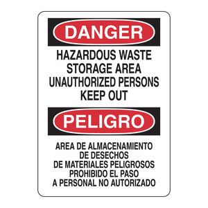Panneau bilingue de signalisation de danger pour le stockage de déchets dangereux, pour une utilisation en intérieur et en extérieur - Product Image 1