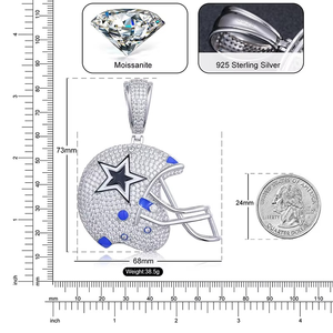 VVS Moissanite Football Helmet Pendant Custom Sports Jewelry Helmet Pendant Iced Out Hip Hop Necklace Streetwear Jewelry - Product Image 6