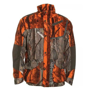 Veste de chasse tactique d'hiver pour hommes avec col montant, fermeture éclair intégrale, plusieurs poches, poignets ajustables, vêtements d'extérieur en toile - Product Image 1