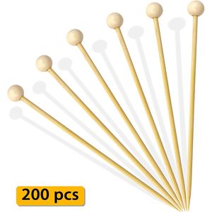 200 Palillos de Madera de Bambú de 4.7 Pulgadas para Aperitivos, Cócteles y Charcutería, Desechables, para Fiestas - Product Image 2