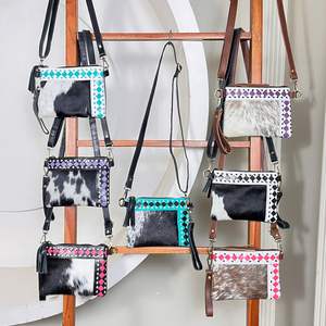 Sac bandoulière en cuir de vachette artisanal Western 2026, motif à carreaux, mini sac à bandoulière tendance avec dragonne pour femme - Product Image 5