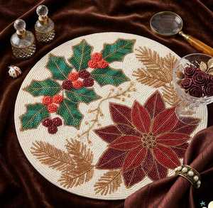 Luxury Handmade Beaded <b>Table</b> Mat with Embroidery Work for <b>Dining</b> <b>Table</b> Restaurant Hotel Wedding and Event Decoration - Product Image 6