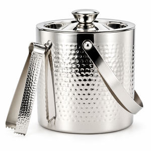 Cubo de hielo de acero inoxidable martillado con asa de dragón dorado, enfriador de vino de metal de doble pared, enfriador de champán para bar - Product Image 6