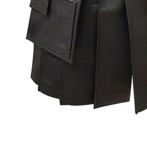 Kilt écossais en cuir de vache véritable pour homme, avec poches cargo plissées, pour club LARP, noir - Product Image 4