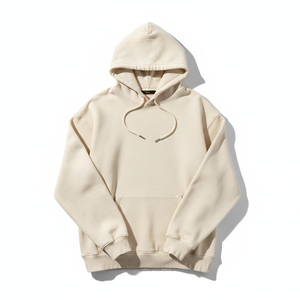 Sweat-shirt à capuche beige pour homme, coupe classique, en molleton de coton, personnalisé avec logo imprimé, tissu de luxe de créateur, vente en gros - Product Image 1