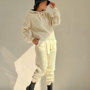 Conjunto Deportivo de Punto para Mujer, Invierno 2026, Personalizado, 2 Piezas, Sudadera con Capucha y Pantalones Jogger, Ropa Deportiva Informal y Cálida - Product Image 6