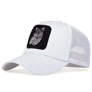 Casquette de baseball unisexe style trucker avec patch Lone Wolf, dos en maille respirante, pour sports de plein air, vintage, à visière snapback - Product Image 2