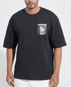 T-shirt pour homme surdimensionné à épaules tombantes, coupe ample, imprimé graphique personnalisé OEM, 100% coton, 240 GSM, tissus tricotés respirants - Product Image 1