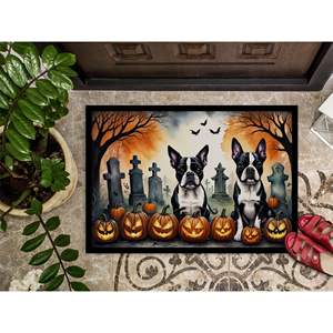 Boston Terrier Spooky Halloween <b>Doormat</b> Non-Slip <b>Washable</b> Low Pile Indoor/Outdoor Front Door Mat 24H X 36W - Product Image 3