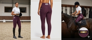 Women High Rise <b>Equestrian</b> Riding <b>Leggings</b> Solid Color Slim Fit Full-Seated with Pockets Polyester Spandex - Product Image 2