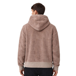 Sudaderas con capucha de forro polar Sherpa para hombre, con cremallera completa, estilo oversize, textura de peluche, cálidas para invierno, con logo personalizado, suministro al por mayor - Product Image 3