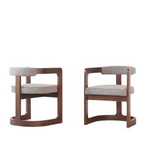 Silla de comedor moderna de madera maciza tapizada de alta gama con acabado marrón para uso en hoteles y restaurantes - Product Image 1