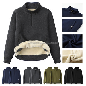 Chaqueta de Forro Polar con Media Cremallera para Hombre, Personalizada, de Algodón Grueso, Lisa, Ropa de Invierno para Hombre, Sudadera Gruesa de Cachemira - Product Image 2