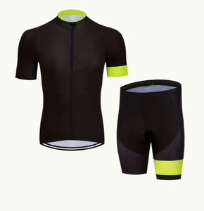 Tenue de cyclisme pour homme à manches courtes avec haut court et short à bretelles, y compris rembourrage - Product Image 1