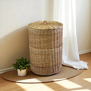 Lightweight durable rattan <b>basket</b> designed for nursery <b>storage</b> of diapers baby <b>toys</b> and soft accessories - Product Image 1