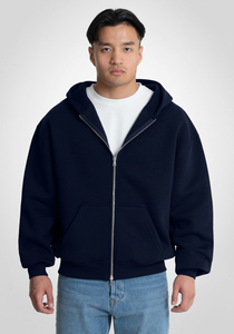 Sweat-shirts à capuche zippés pour hommes, personnalisés, en gros, par fabricant OEM, en molleton 100% coton brossé épais, coupe ample, épaules tombantes, style streetwear - Product Image 5
